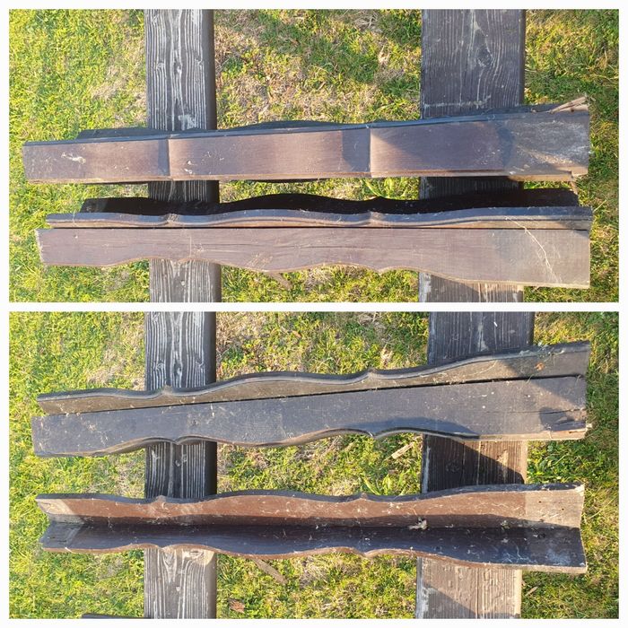 Słupki drewniane bejcowane z demontażu na balustradę/płot