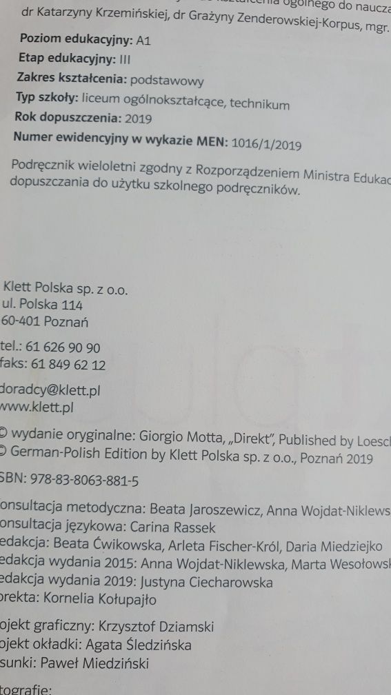 Direkt plus ,książka do J. niemieckiego kl.1, technikum