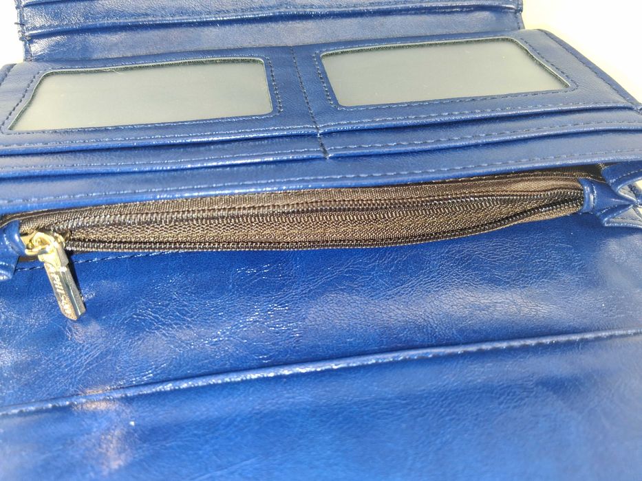 W044 Portfel Damski Niebieski Etui na Karty Dokumenty