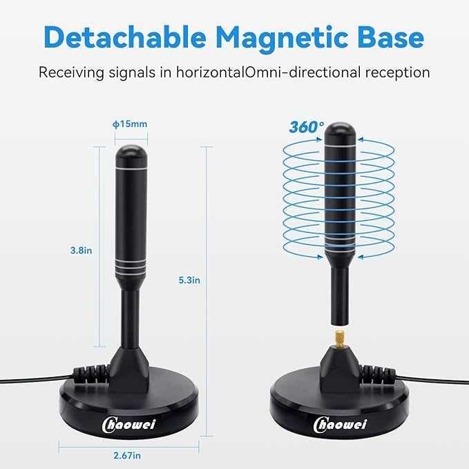 Chaowei DVB66 antena wewnętrzna DVB-T2 przenośna z magnesem 2m kabel