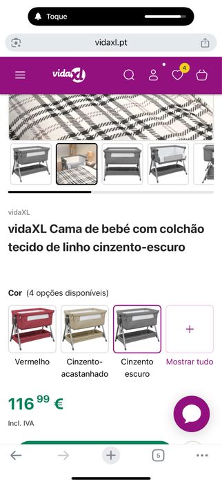 Cama berco comi novo cinza