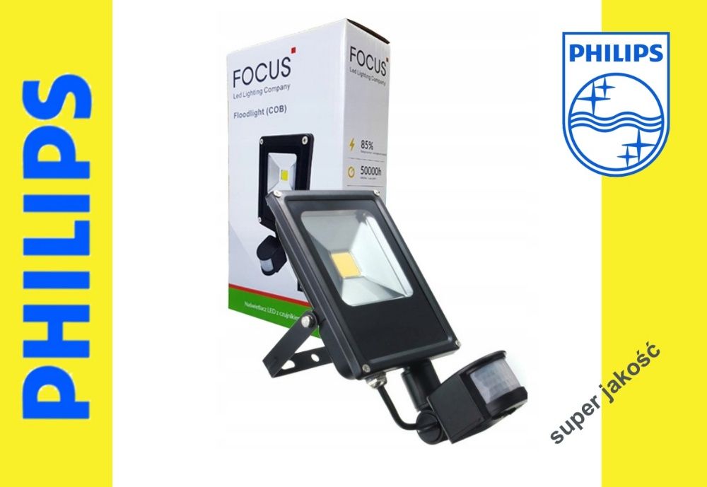 Halogen naswietlacz LED 20W slim z czujnikiem PIR ruchu lampa Philips