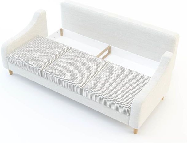 Elegancka jasna sofa na nóżkach z funkcją spania- rozkładana