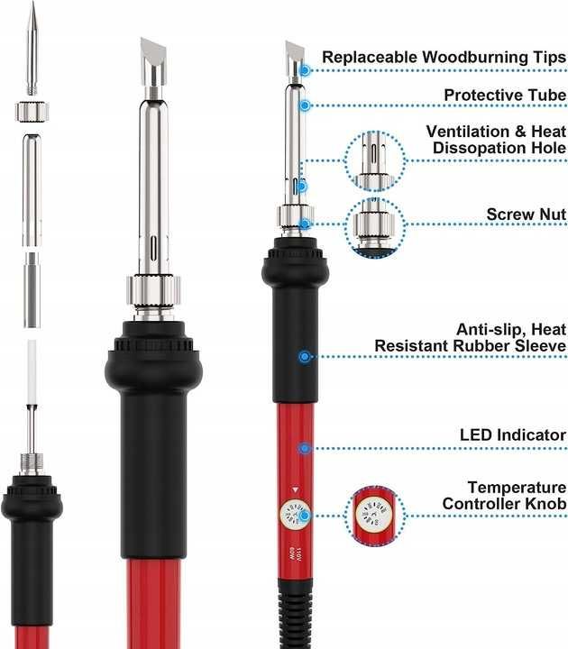 Narzędzie do wypalnia drewna z lutownicą 60W 99cz.