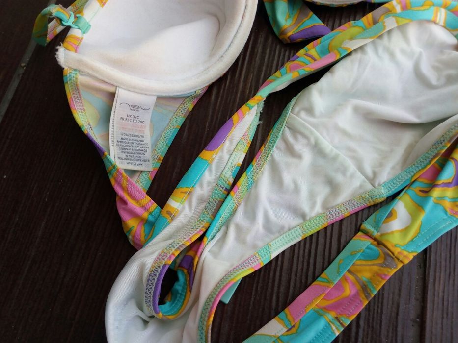 New Look bikini 70C 36 kostium kąpielowy strój kolorowy tropical neon