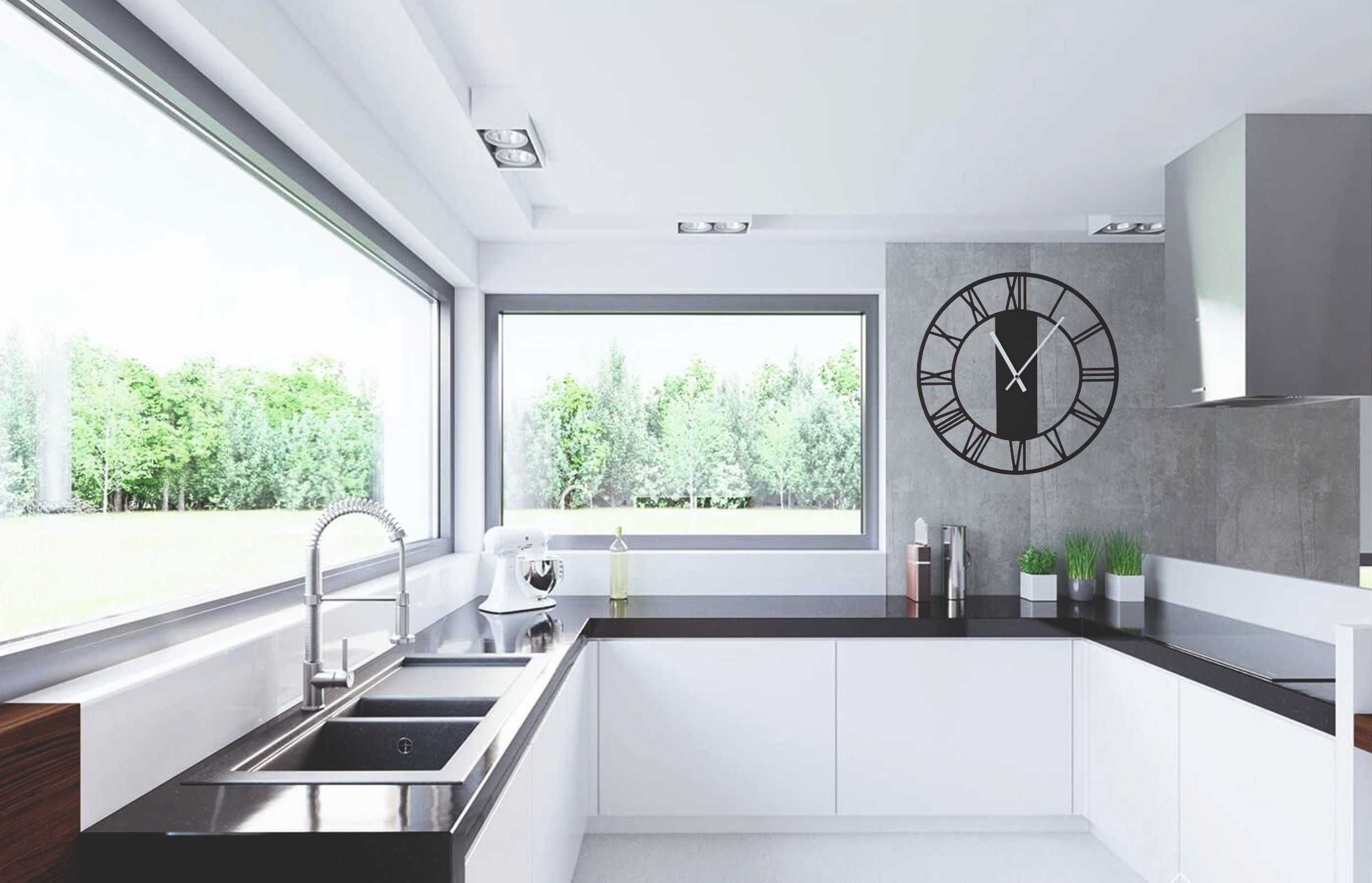 Duży nowy zegar ścienny czarny Rzymski 50 Rome Loft cichy HIT