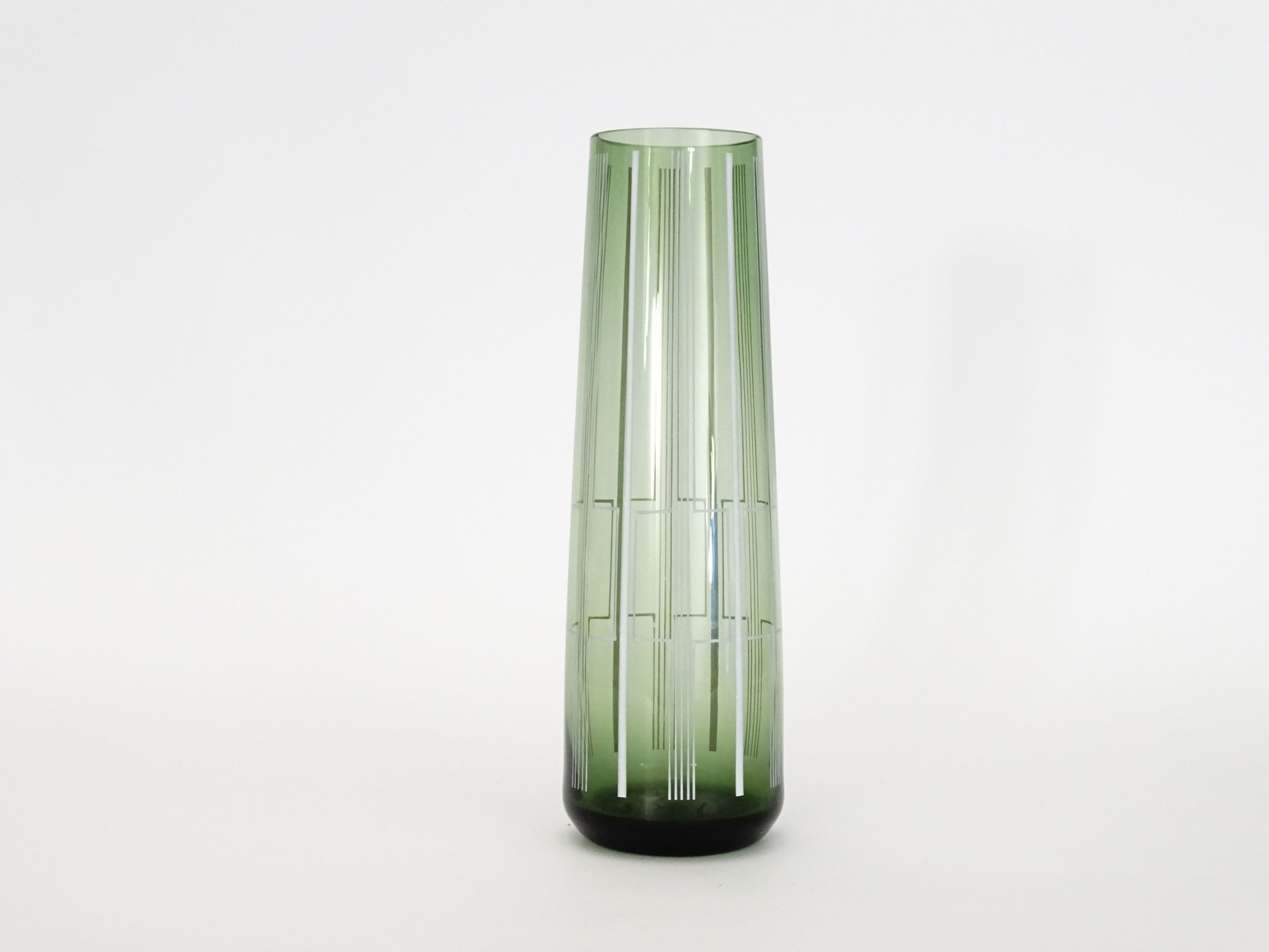 lata 60 zielony szklany wazon