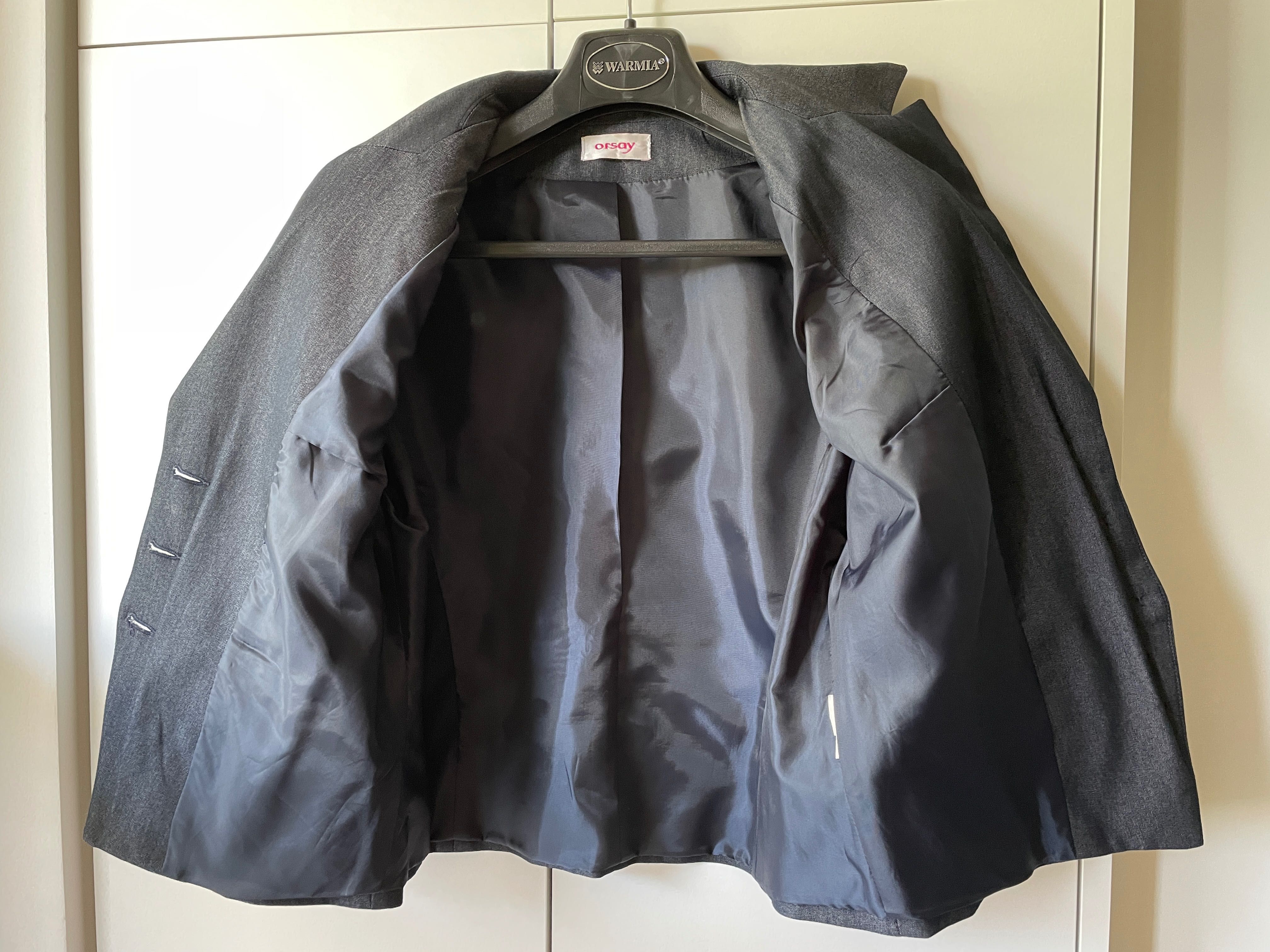 żakiet, marynarka, krótka ORSAY szara rozm.36, ozdobne rękawy, dł.50cm
