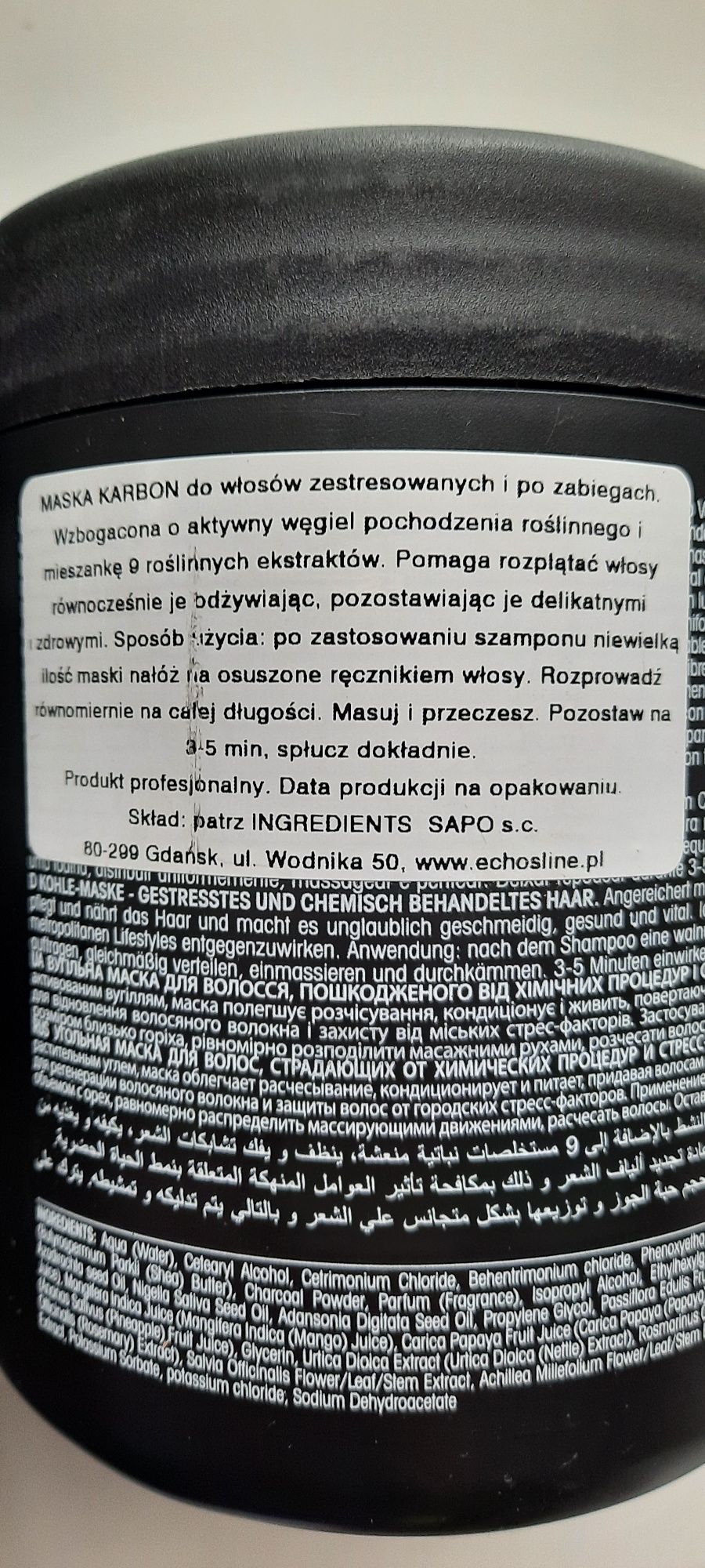 Echosline Karbon 9 maska + szampon 1000 ml