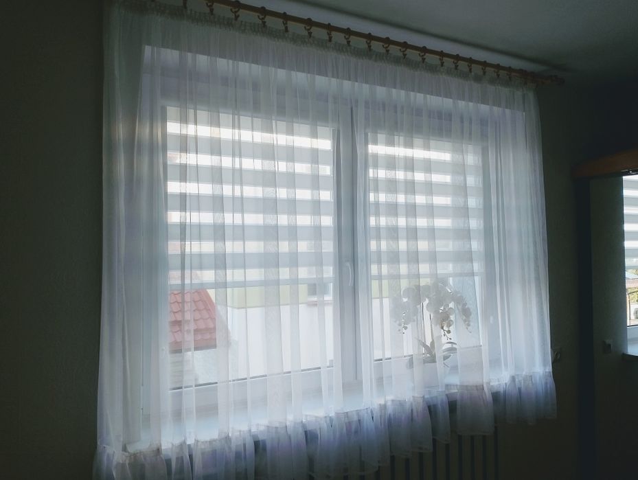 NOWOCZESNA firanka biała taśma falbanka salon pokój kuchnia