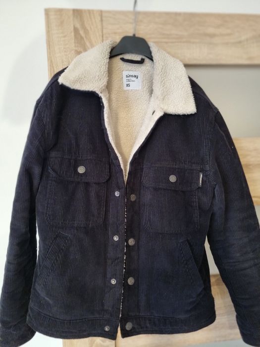 Kurtka struksowa czarna kożuch dla chłopca jesien wiosna r.XS