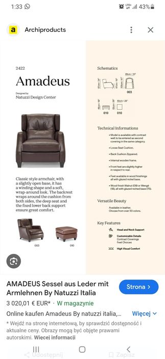 Fotele Natuzzi Amadeus