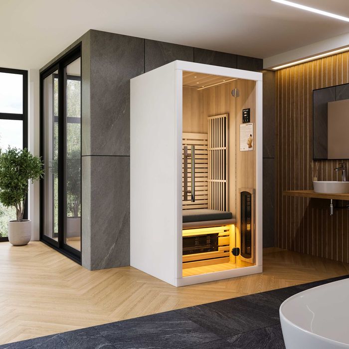 NOWOCZESNA Sauna na Podczerwień - Infraplus™ 95 Valero Biały Cedr