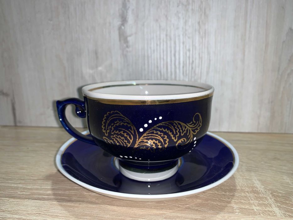 Кобальт чашка блюдце сервиз заварник сахарница посуда Довбышский завод