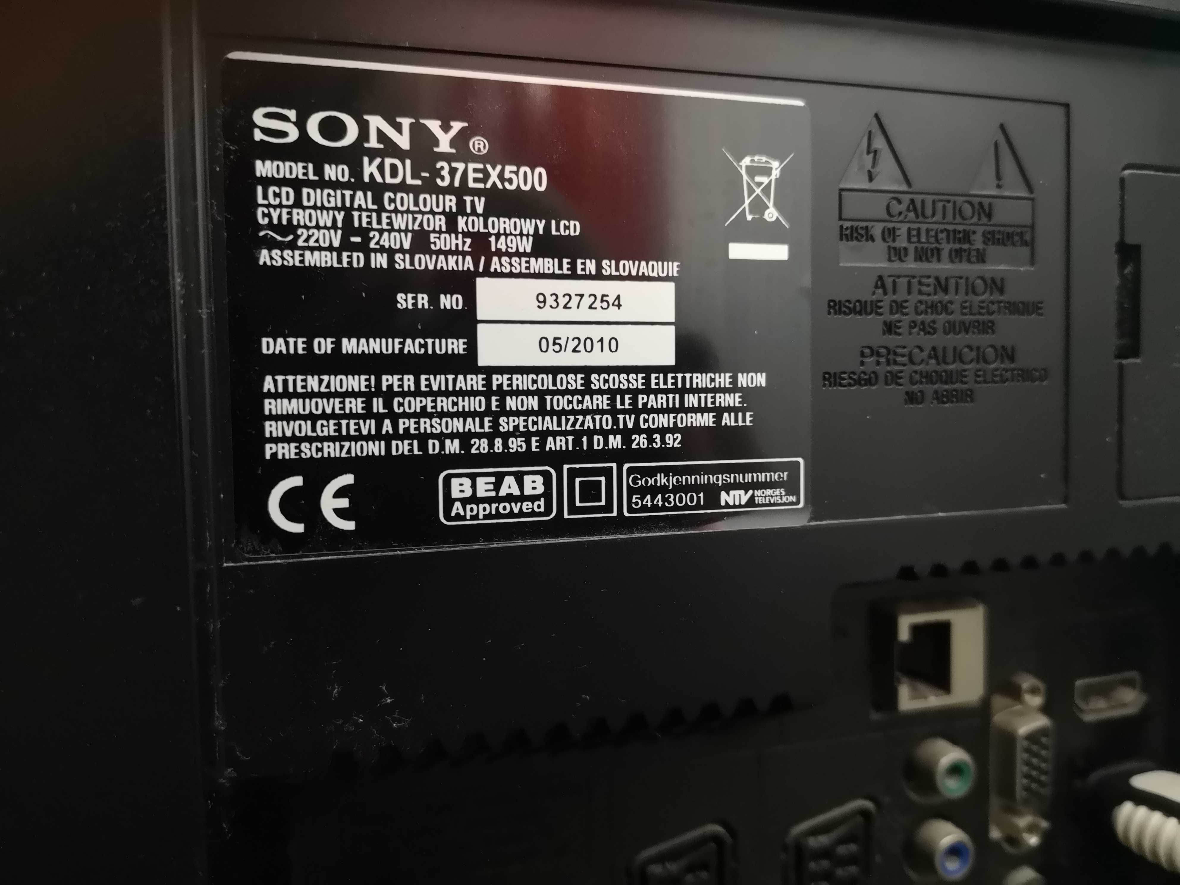 Telewizor Sony Bravia KDL-37EX500 + dekoder