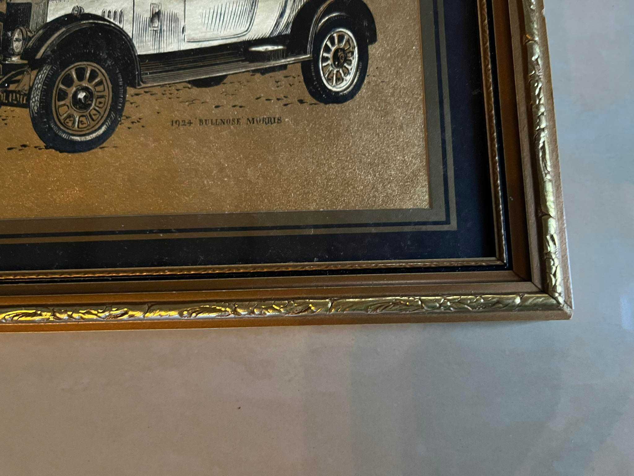 Stare Auto Rolls Silver Ghost 1909 obrazek w złotej ramie