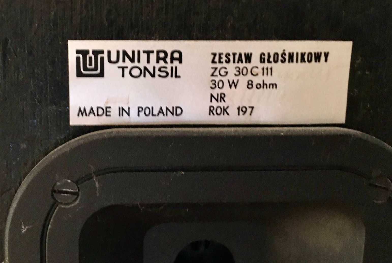 Zestaw Unitra - kolumny, tuner, wzmacniacz, magnetofon, gramofon