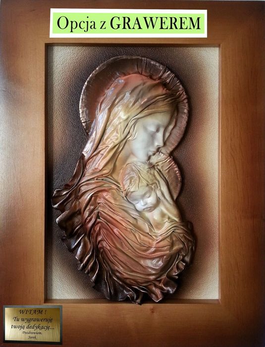 Matka boska z dzieciątkiem.piękny kolor. oryginalna pamiatka GRAWER