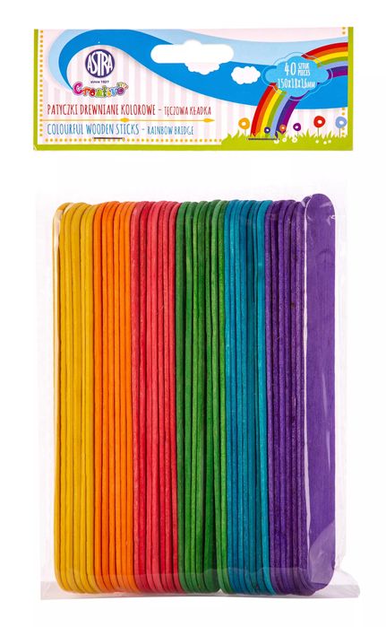 Patyczki drewniane kolorowe 40 szt. Astra. Nowy Produkt
