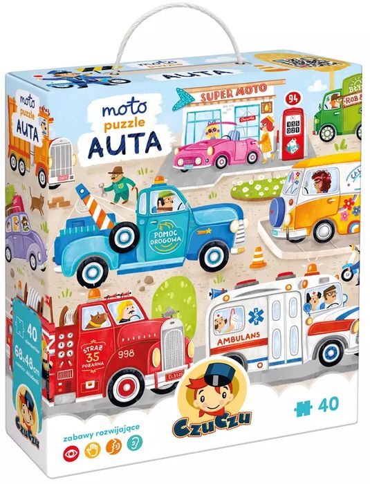Moto puzzle 40 elementów. Auta. Bright Junior Media