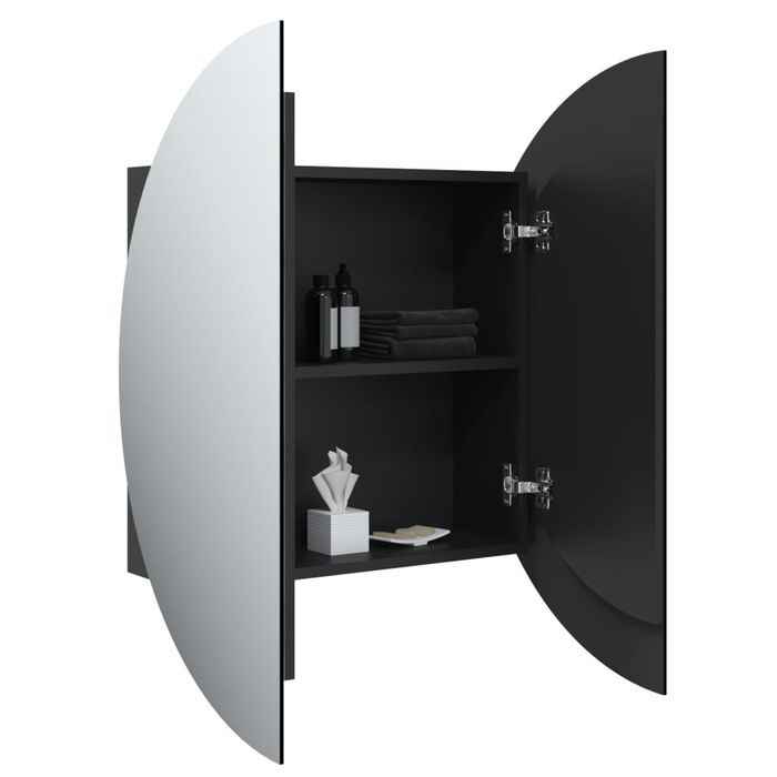 vidaXL Szafka łazienkowa z lustrem i LED, czarny, 54x54x17,5 cm