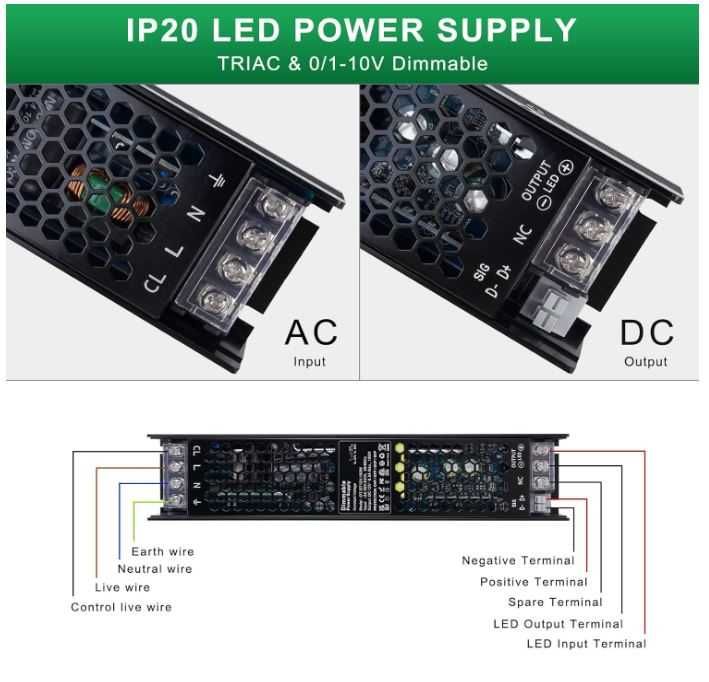 Zasilacz z 230V AC do  12V DC 100W ściemniany REYLAX