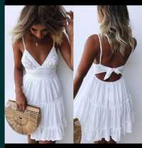Biała letnia koronkowa sukienka S-M