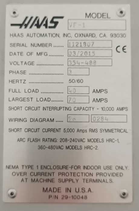 Frezarka CNC HAAS VF-1 (2015)