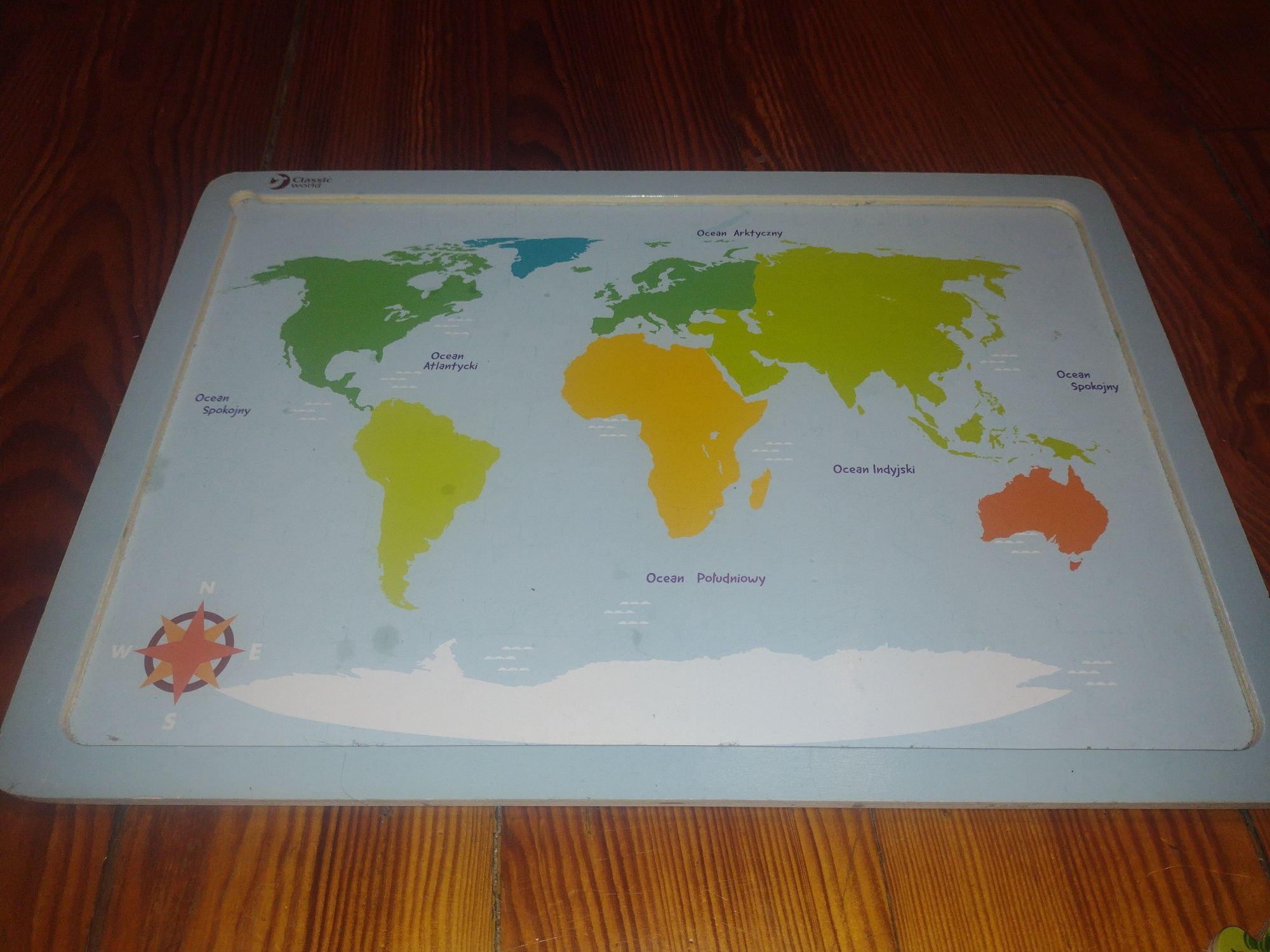 Puzzle drewniane mapa świata Classic World 48 el