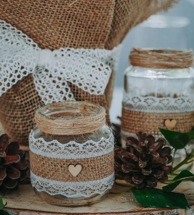 Świecznik na tealight ślub wesele komunia rustykalne dekoracje