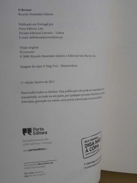 O Revisor de Ricardo Menéndez Salmón - 1ª Edição