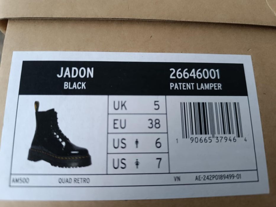 Dr. Martens Jadon Black Patent Lamper 38