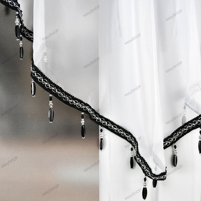 Gotowa firana 150x400 z czarnymi kryształami