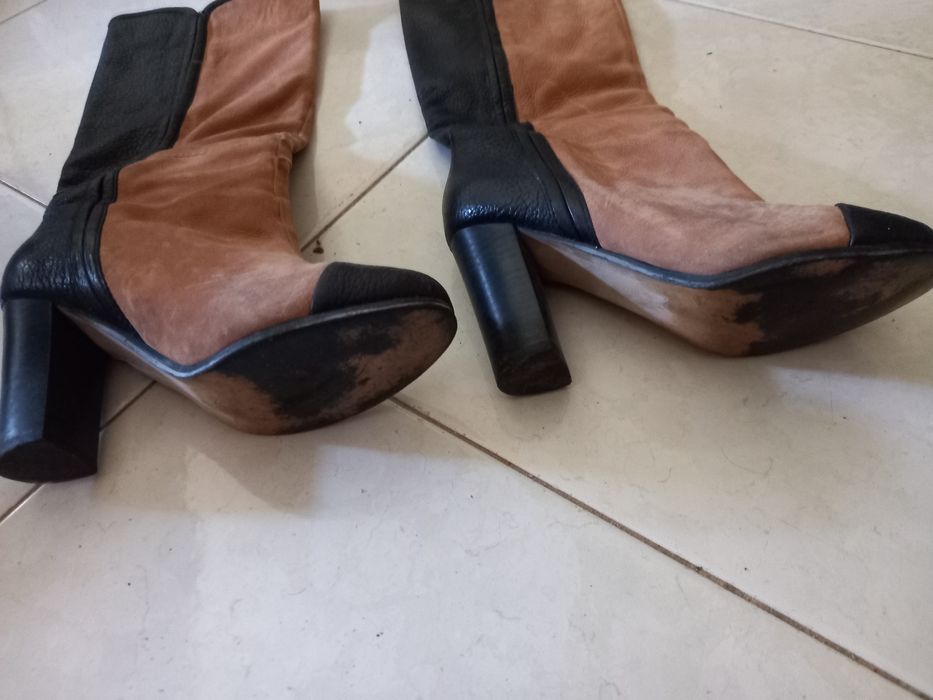 Botas em pele e camurça n.37