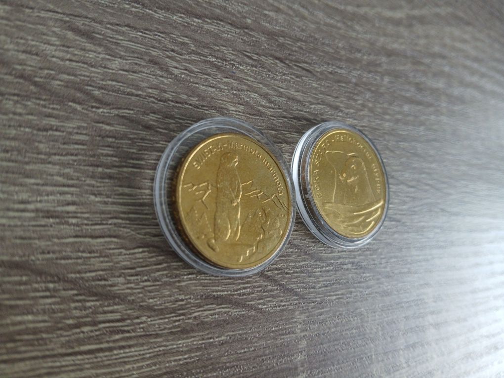 Dwie monety 2 zł Świstak & Foka Szara