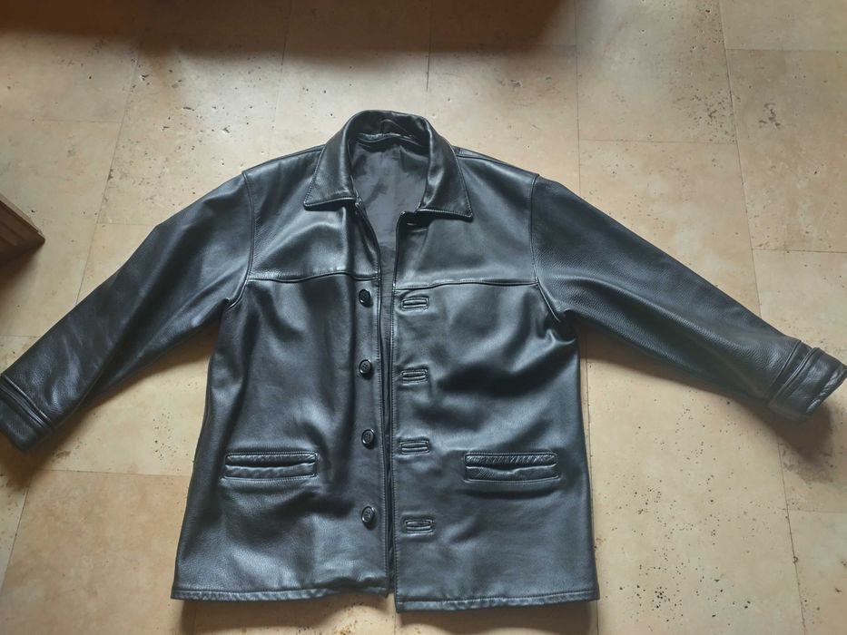 męska czarna kurtka skórzana XXL