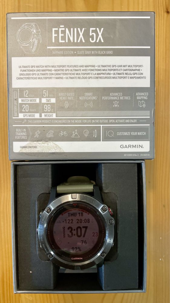 Relógio GARMIN FENIX 5X (51mm) Saphire