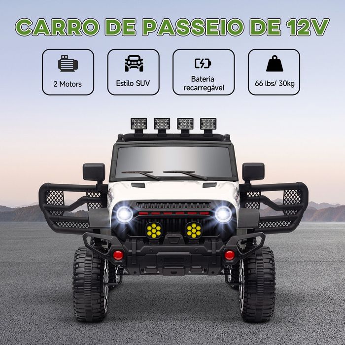 Carro Elétrico Infantil com Bateria de 12V Controlo Remoto Bluetooth
