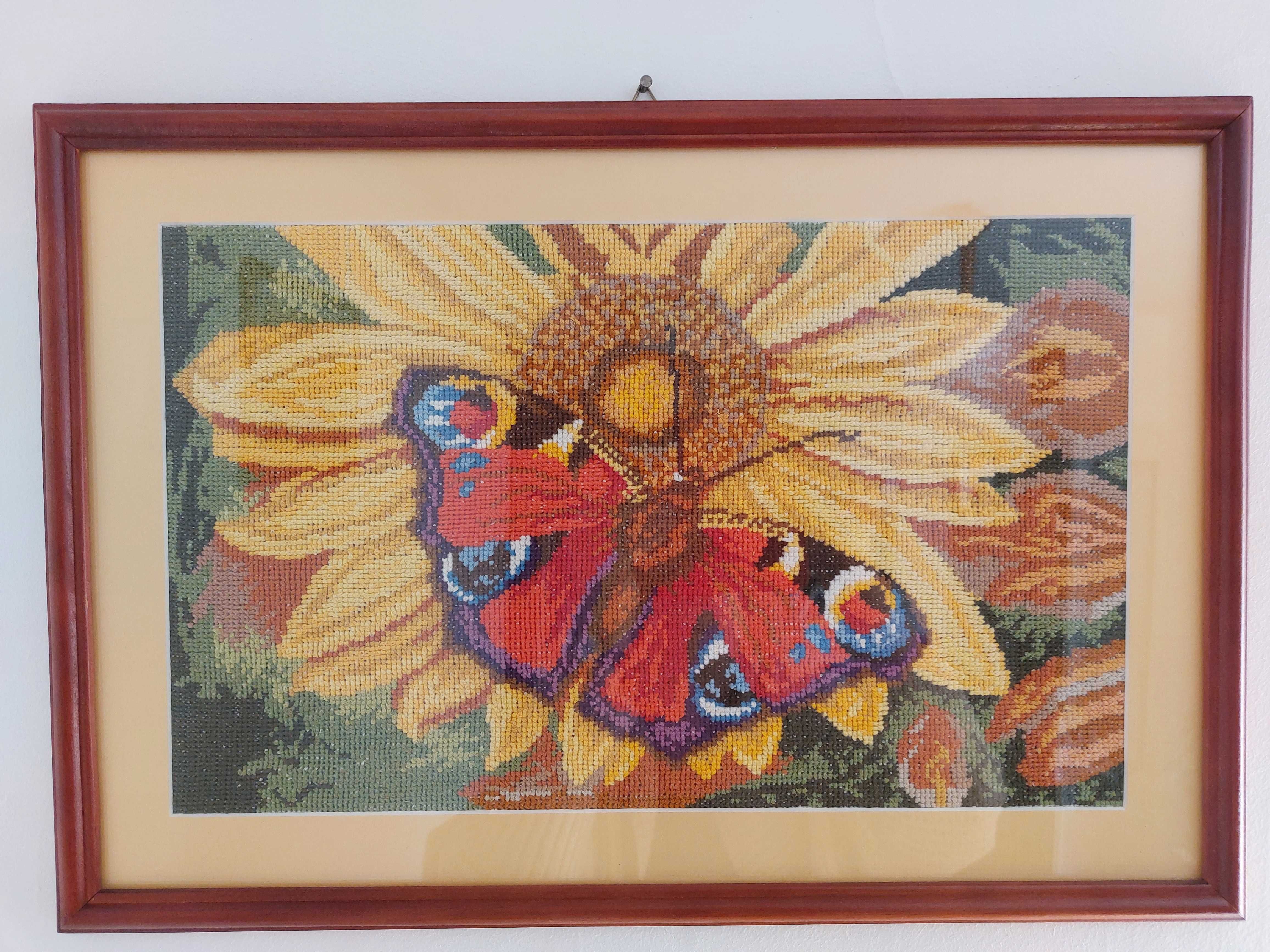 Obraz obrazek haft haft krzyżykowy wyszywany ręcznie motyl