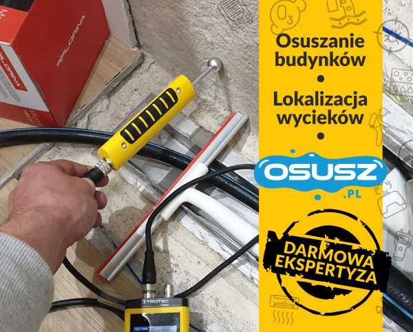 Lokalizacja wycieków, Wykrywanie awarii, poszukiwanie awarii, osuszacz