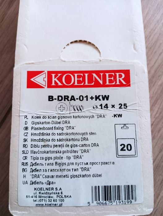 Koelner kołki do płyt kartonowo-gipsowych