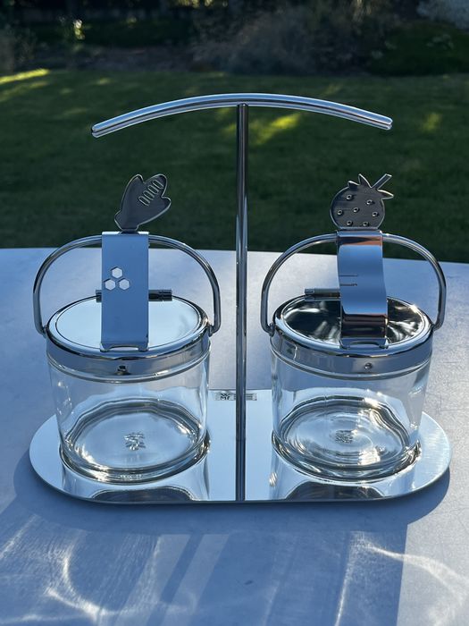 WMF – Ekskluzywny zestaw do serwowania: dżem i miód + stalowa patera