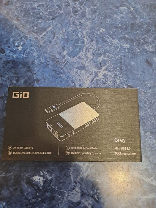 Док-станція хаб USB Концентратор GIQ USB C 2 HDMI 1 VGA