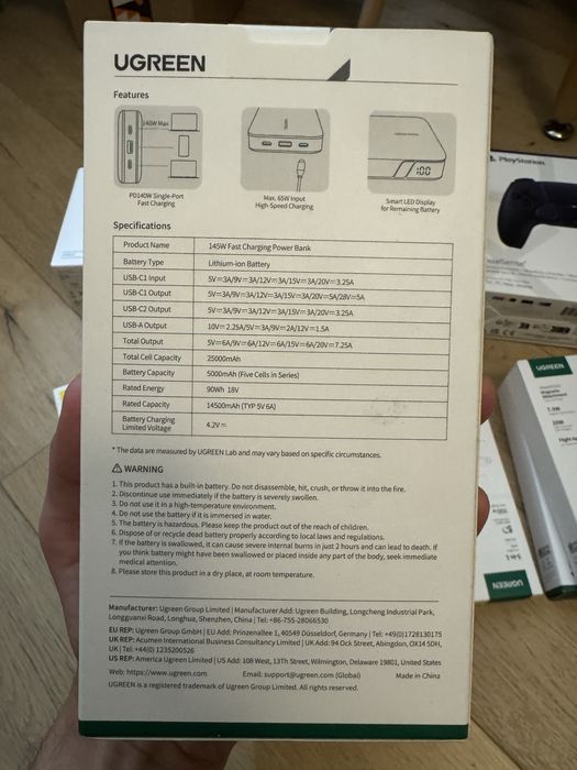 Павербанк  Power Bank UGREEN PB205 25000mAh 145W Grey