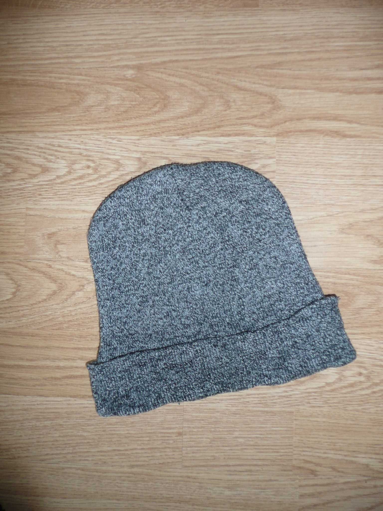 czapka beanie melanż szara czarno biała