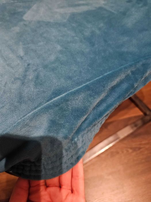 Pokrowce na krzesła miękkie welurowe turkusowe 4 sztuki komplet