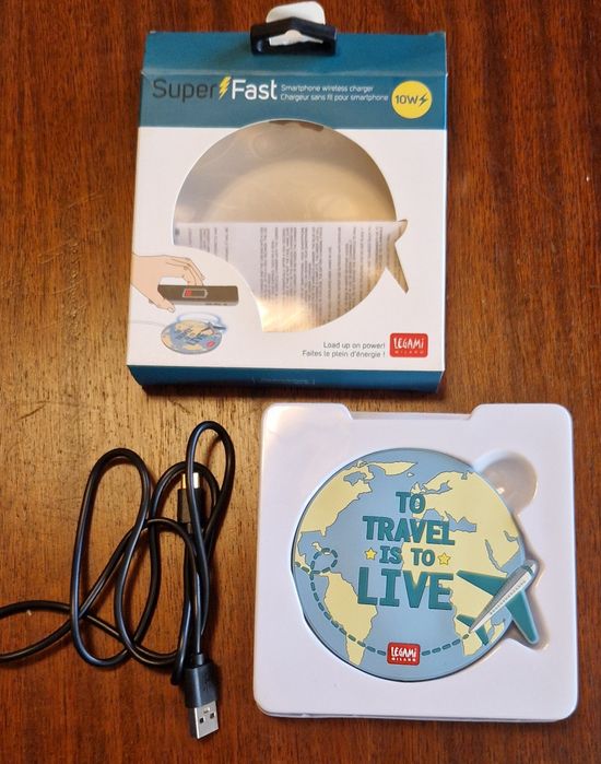 Carregador wireless 10W, "To Travel is to Live"