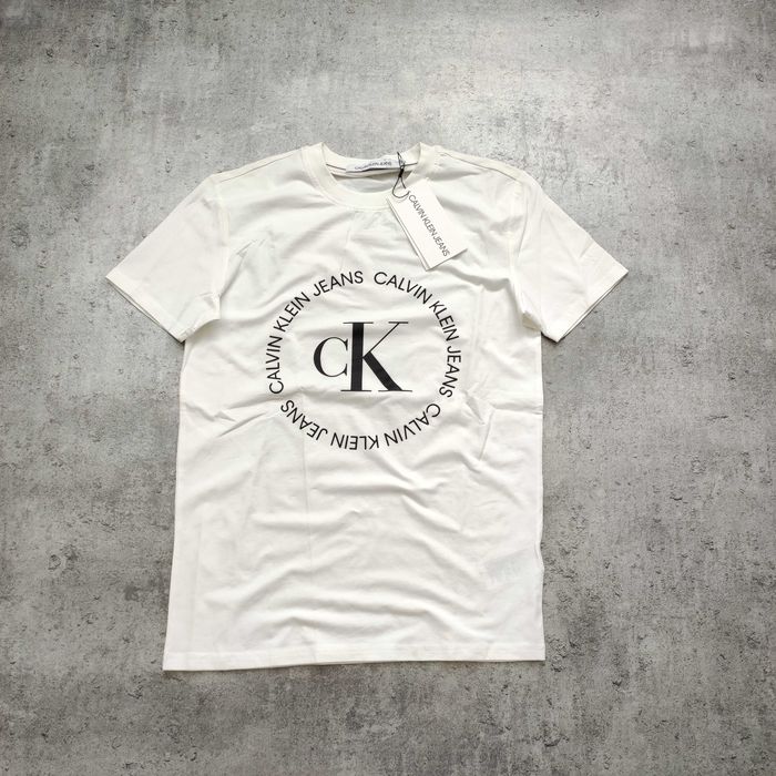 MĘSKA Elegancka Koszulka PREMIUM Biała NOWA Metka Calvin Klein CK logo