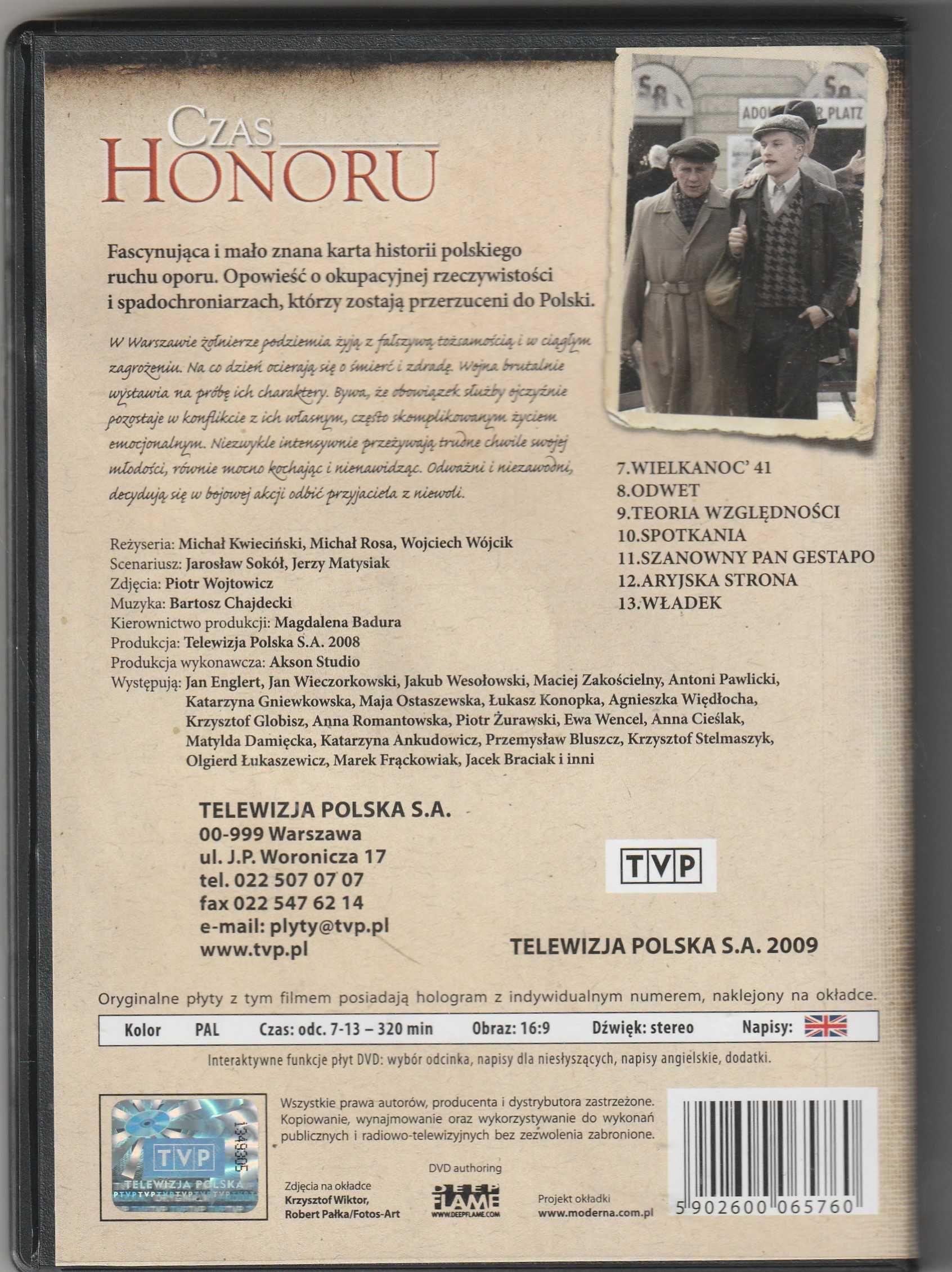 Czas honoru 1 Odcinki 7-13 DVD