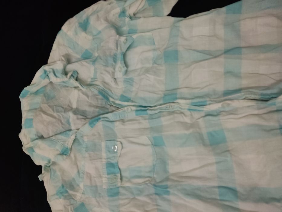 Koszula w kratę  biało - niebieska